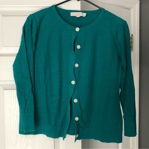 LOFT Women’s Teal 3/4 Sleeves Cardigan